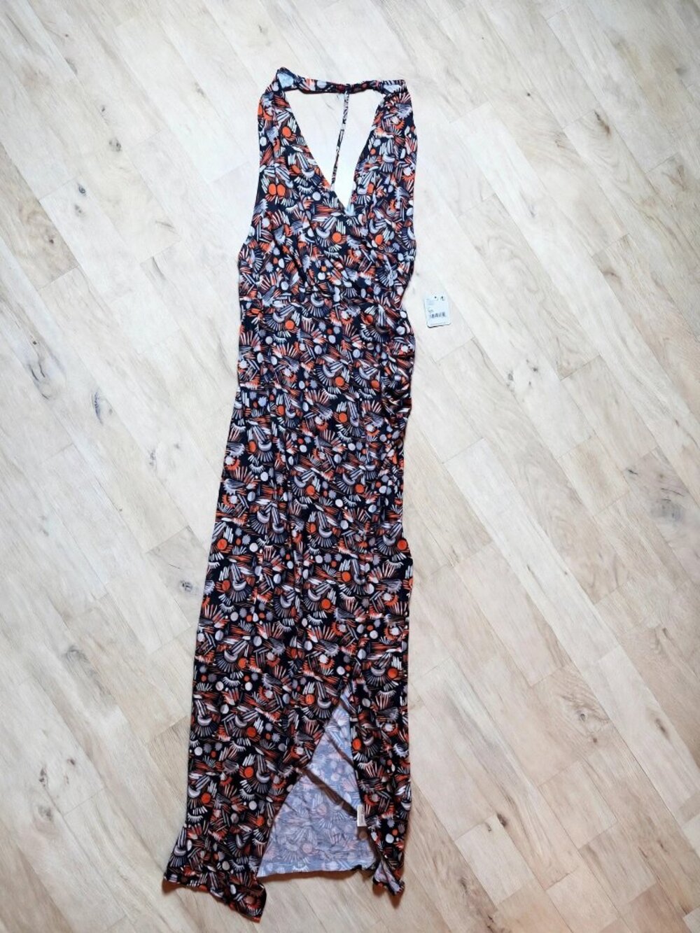Free People Daria Black Combo Halter Maxi Dress XS NWT $128